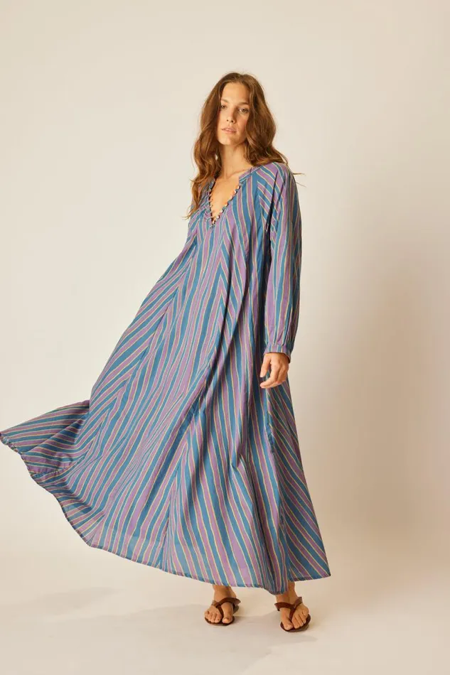 Dresses Shop Natalie Martin FIORE MAXI Batik Stripe Lavender