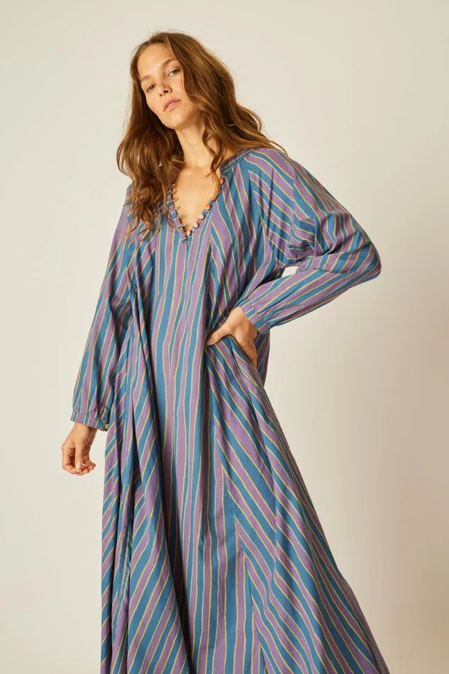Dresses Shop Natalie Martin FIORE MAXI Batik Stripe Lavender