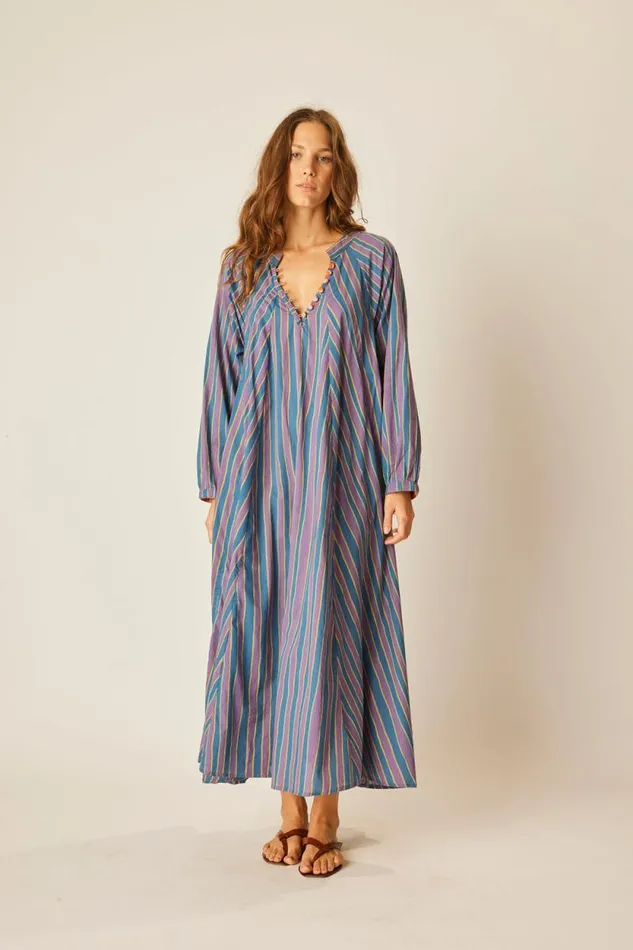 Dresses Shop Natalie Martin FIORE MAXI Batik Stripe Lavender