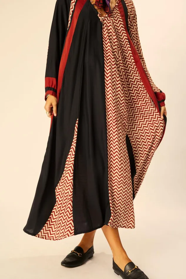 Dresses Shop Natalie Martin FIORE MAXI Block Zigzag Noire