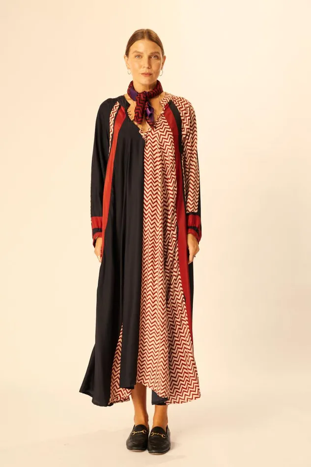 Dresses Shop Natalie Martin FIORE MAXI Block Zigzag Noire
