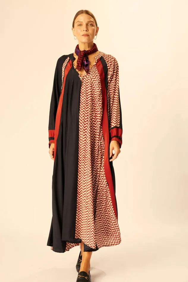 Dresses Shop Natalie Martin FIORE MAXI Block Zigzag Noire