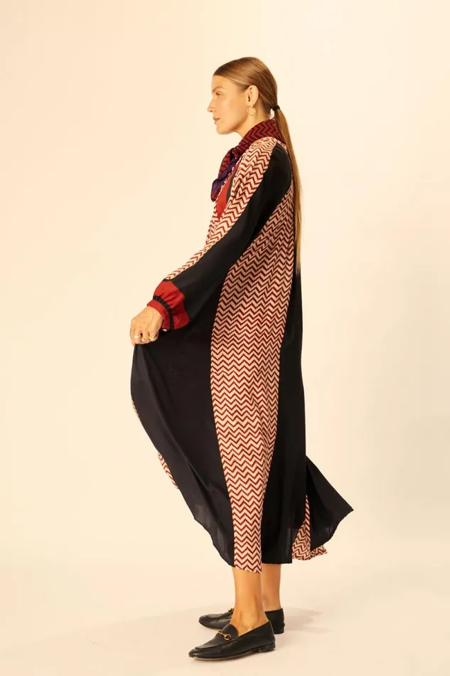 Dresses Shop Natalie Martin FIORE MAXI Block Zigzag Noire