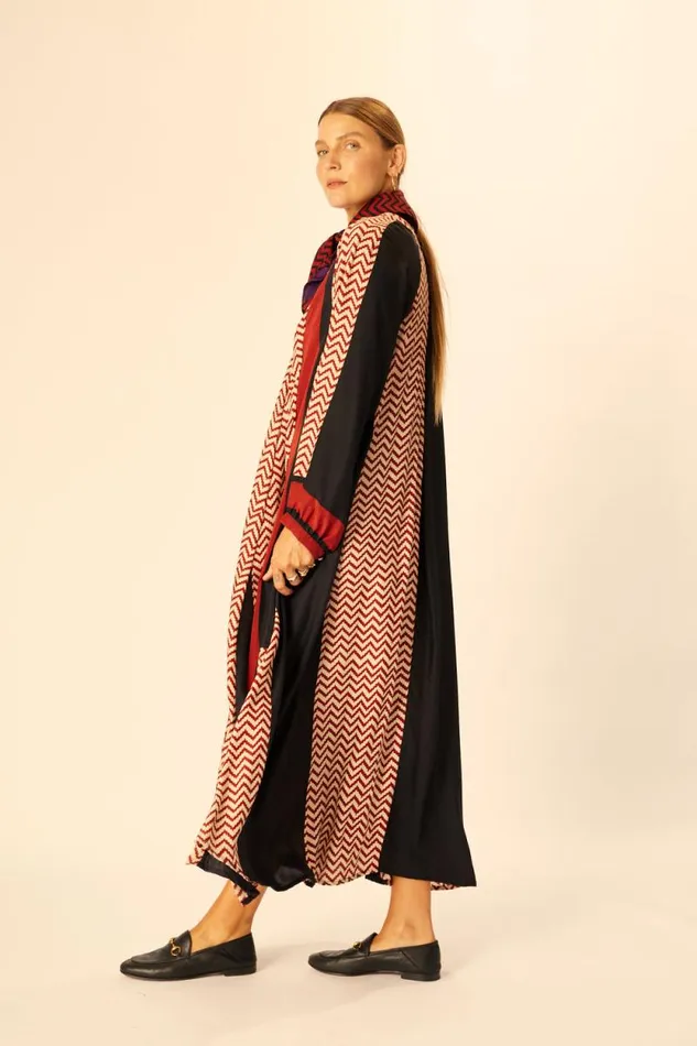Dresses Shop Natalie Martin FIORE MAXI Block Zigzag Noire