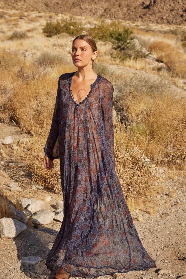 Dresses Shop Natalie Martin FIORE MAXI Snowflake Steel Blue
