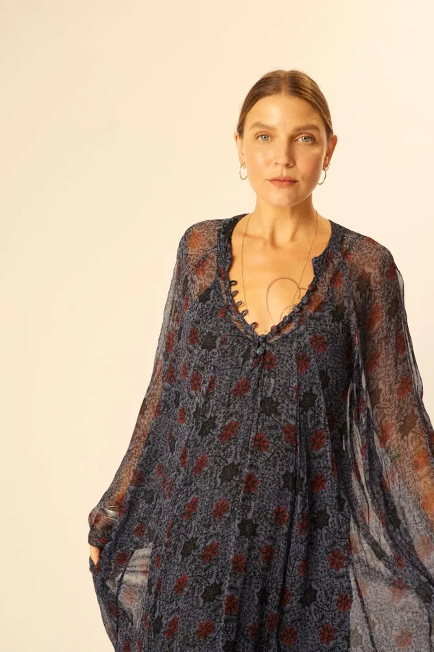 Dresses Shop Natalie Martin FIORE MAXI Snowflake Steel Blue