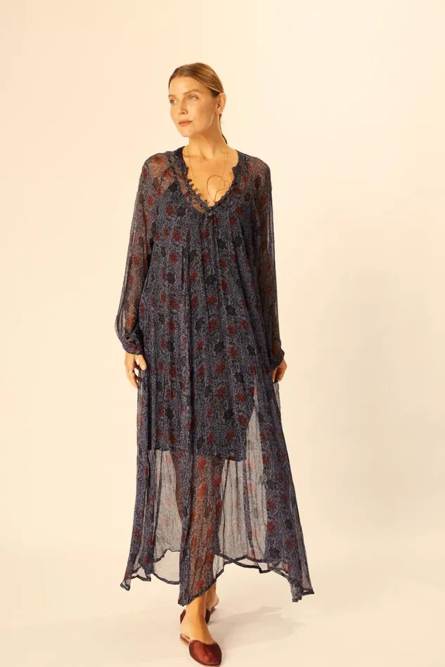 Dresses Shop Natalie Martin FIORE MAXI Snowflake Steel Blue