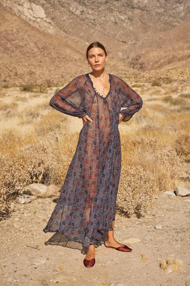 Dresses Shop Natalie Martin FIORE MAXI Snowflake Steel Blue