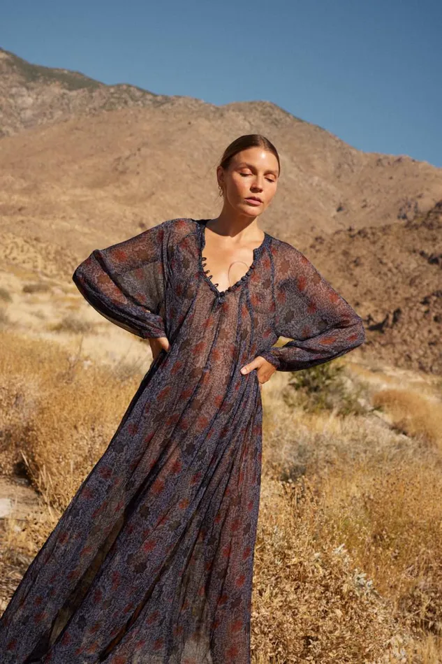 Dresses Shop Natalie Martin FIORE MAXI Snowflake Steel Blue
