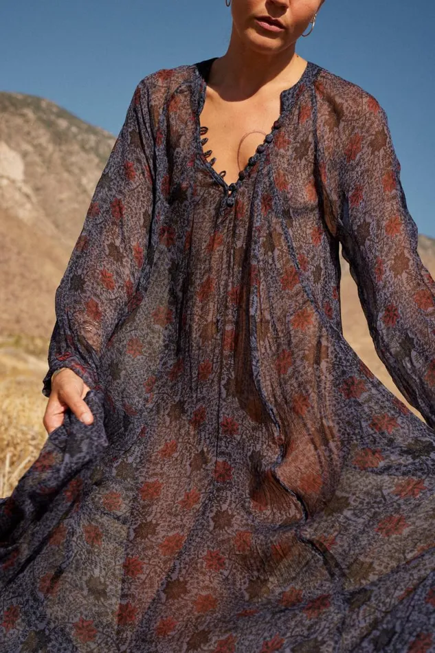 Dresses Shop Natalie Martin FIORE MAXI Snowflake Steel Blue