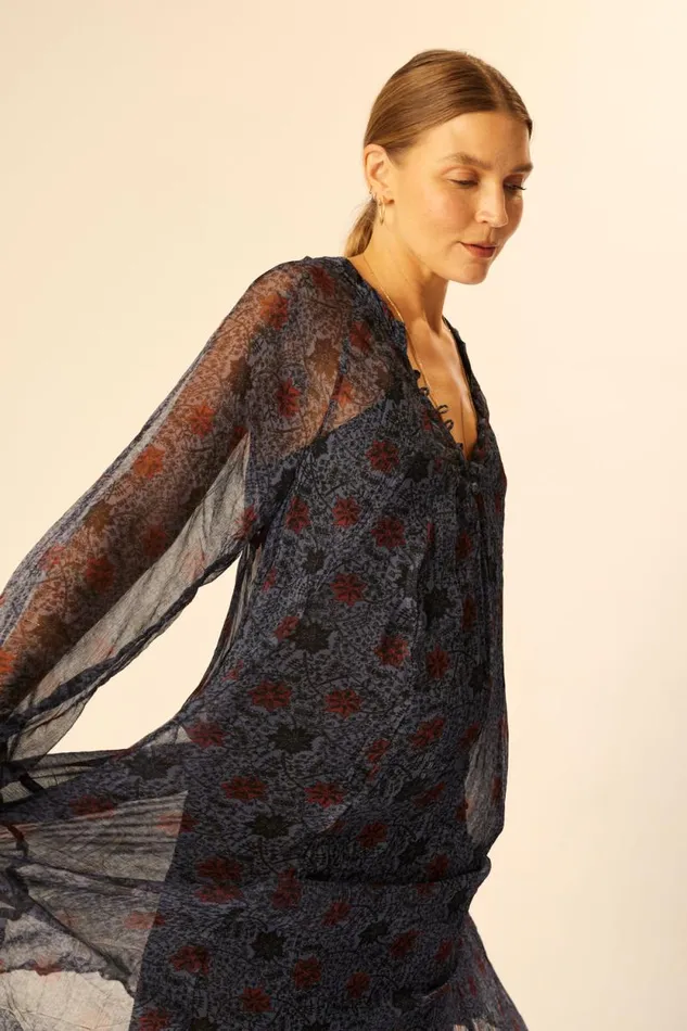 Dresses Shop Natalie Martin FIORE MAXI Snowflake Steel Blue