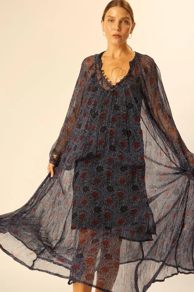 Dresses Shop Natalie Martin FIORE MAXI Snowflake Steel Blue