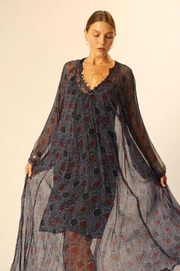 Dresses Shop Natalie Martin FIORE MAXI Snowflake Steel Blue