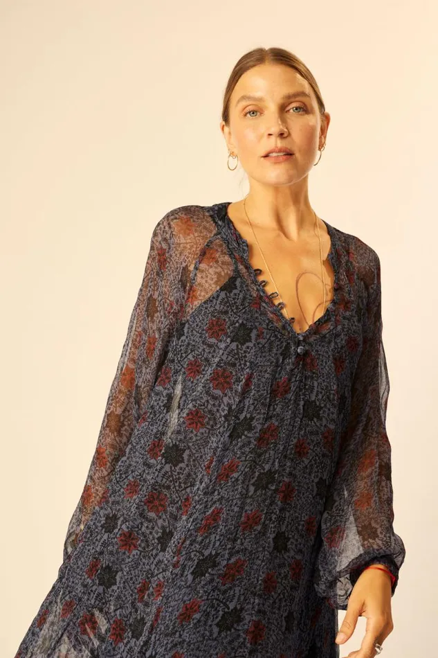 Dresses Shop Natalie Martin FIORE MAXI Snowflake Steel Blue