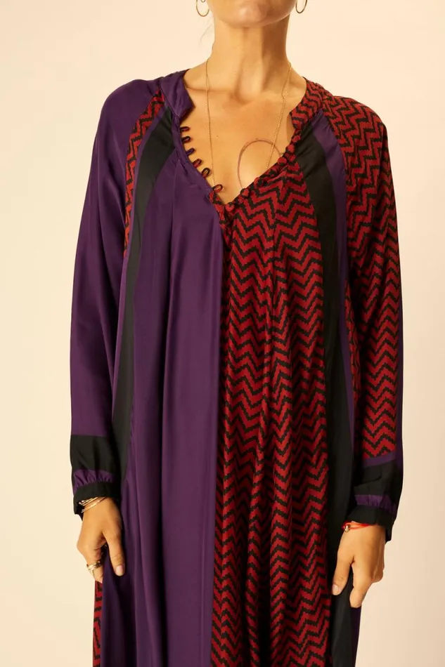 Dresses Shop Natalie Martin FIORE SHORT DRESS Block Zigzag Aubergine