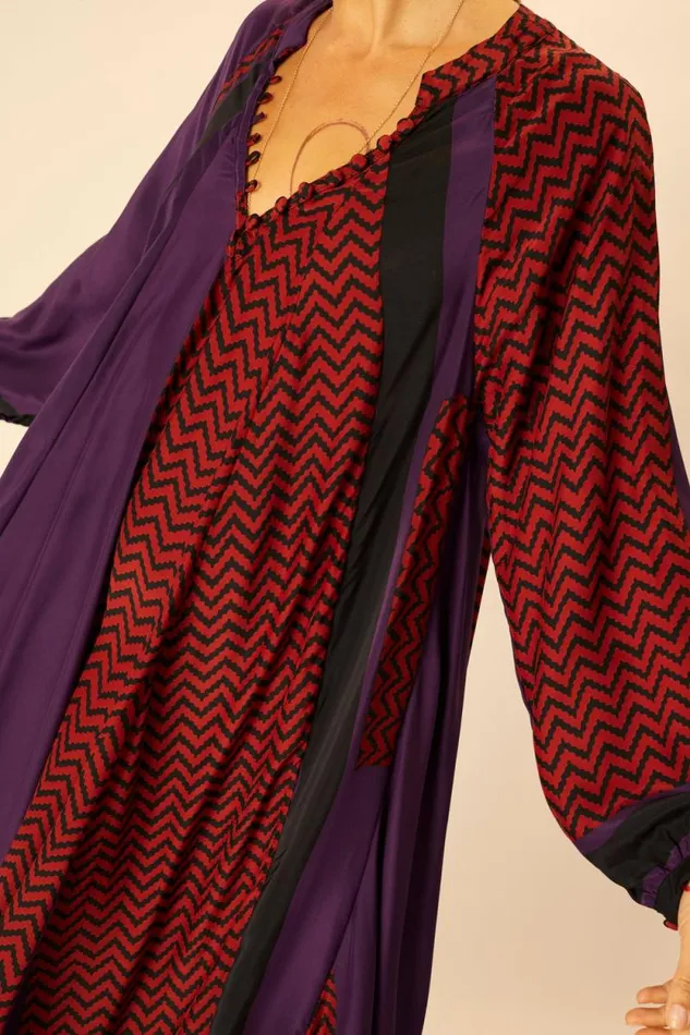 Dresses Shop Natalie Martin FIORE SHORT DRESS Block Zigzag Aubergine