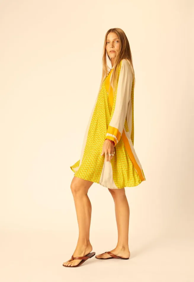 Dresses Shop Natalie Martin FIORE SHORT DRESS Block Zigzag Tangerine
