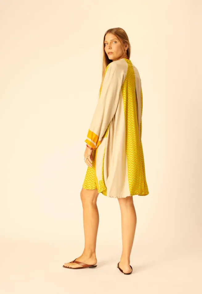 Dresses Shop Natalie Martin FIORE SHORT DRESS Block Zigzag Tangerine