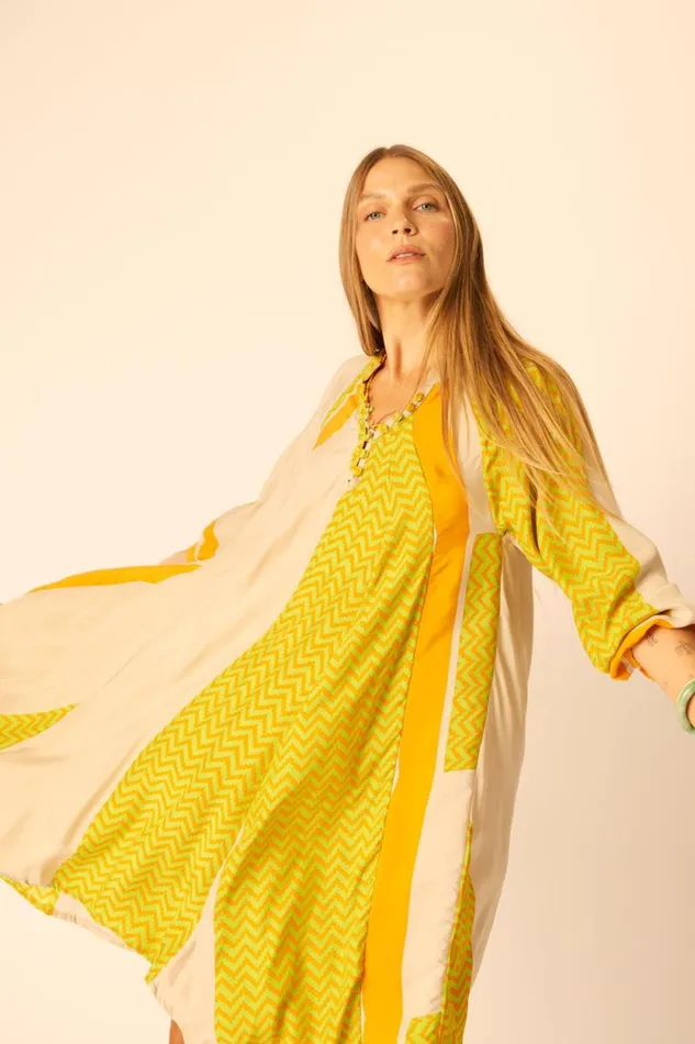 Dresses Shop Natalie Martin FIORE SHORT DRESS Block Zigzag Tangerine