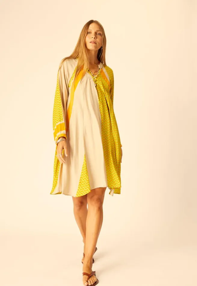 Dresses Shop Natalie Martin FIORE SHORT DRESS Block Zigzag Tangerine