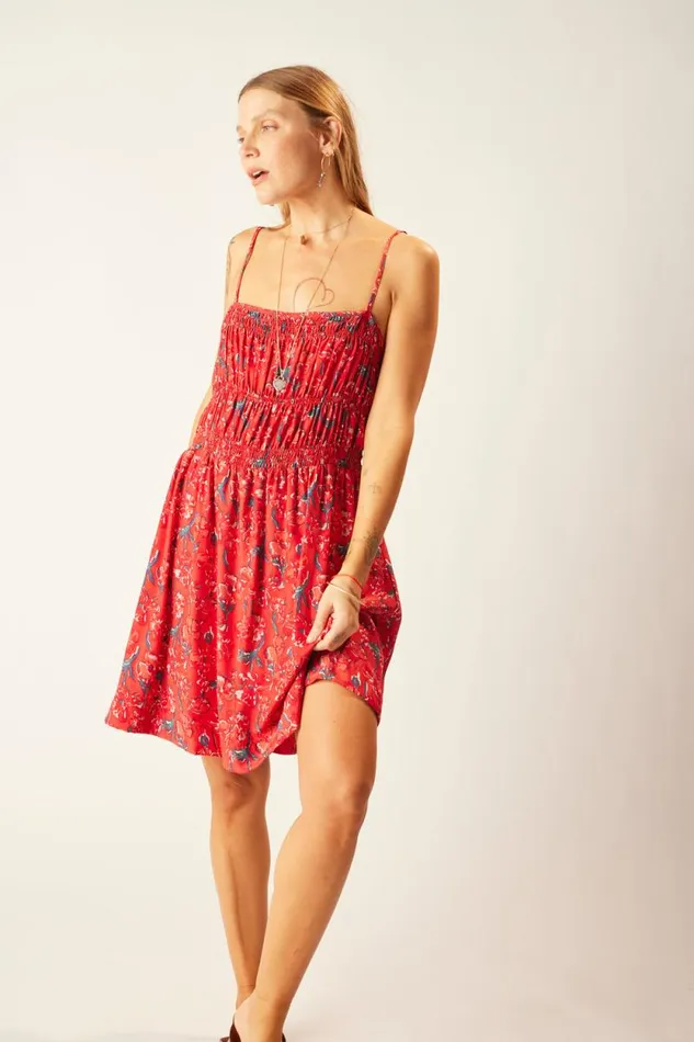 Dresses Shop Natalie Martin GINA SHORT DRESS Silk Watercolor Vermil