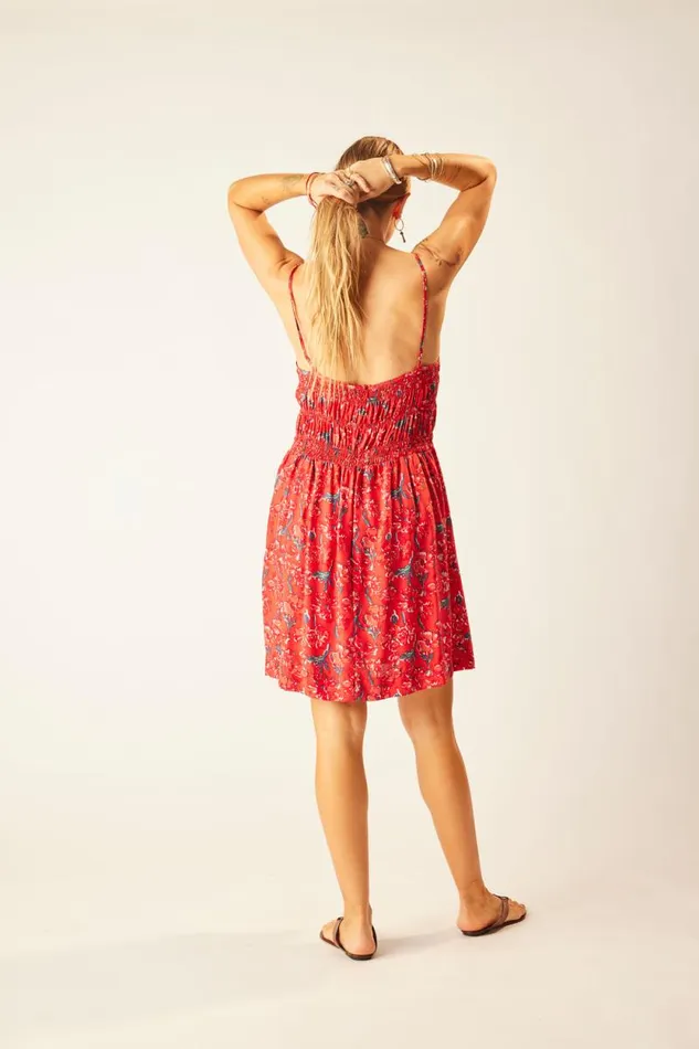 Dresses Shop Natalie Martin GINA SHORT DRESS Silk Watercolor Vermil