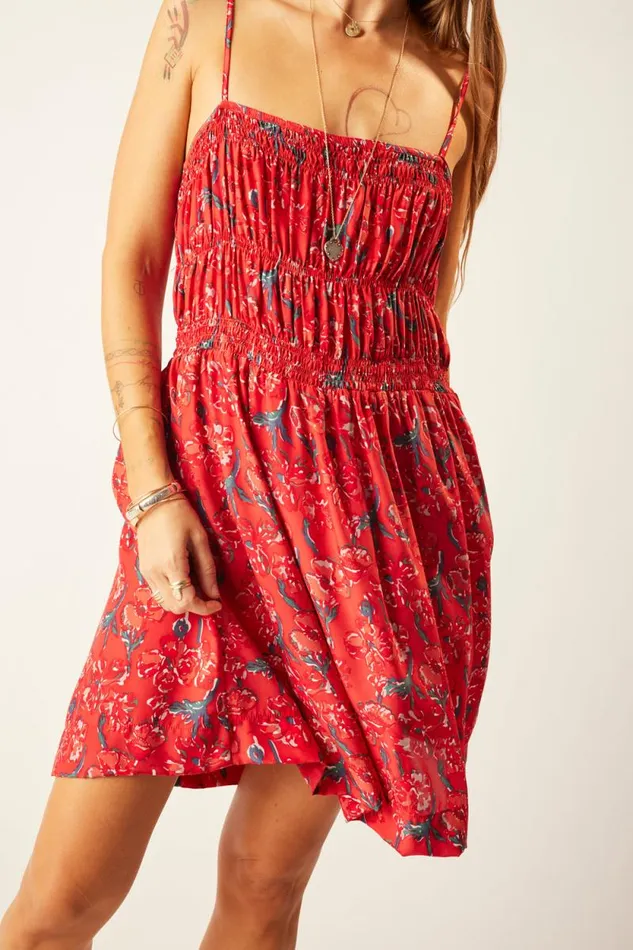 Dresses Shop Natalie Martin GINA SHORT DRESS Silk Watercolor Vermil