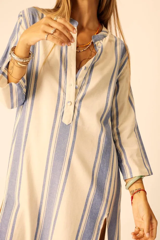 Dresses Shop Natalie Martin ISOBEL DRESS French Stripe Blue