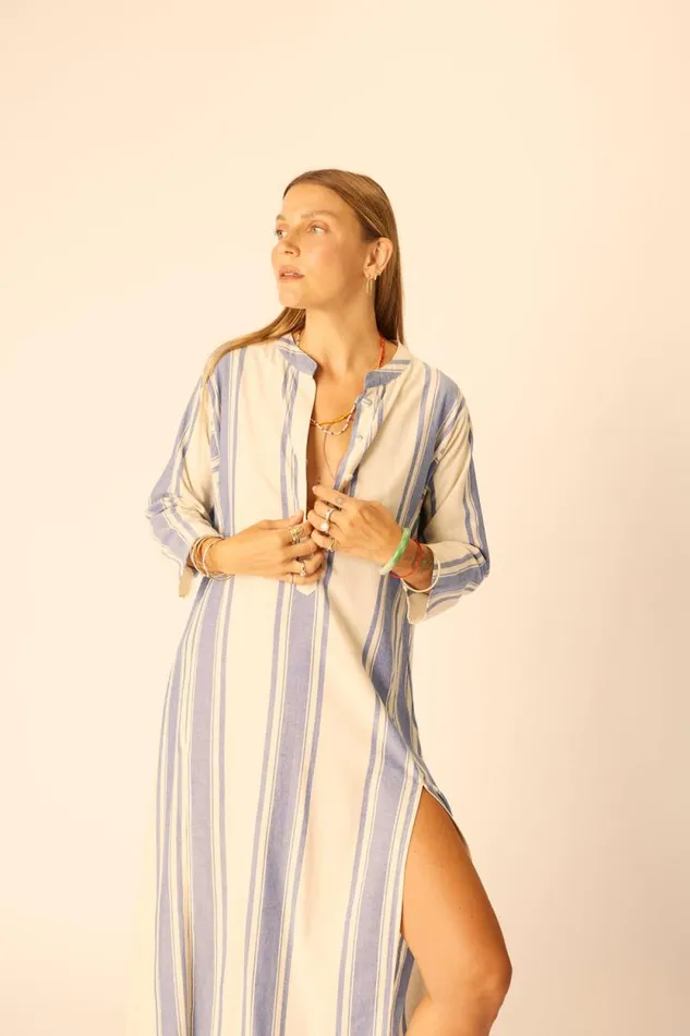 Dresses Shop Natalie Martin ISOBEL DRESS French Stripe Blue
