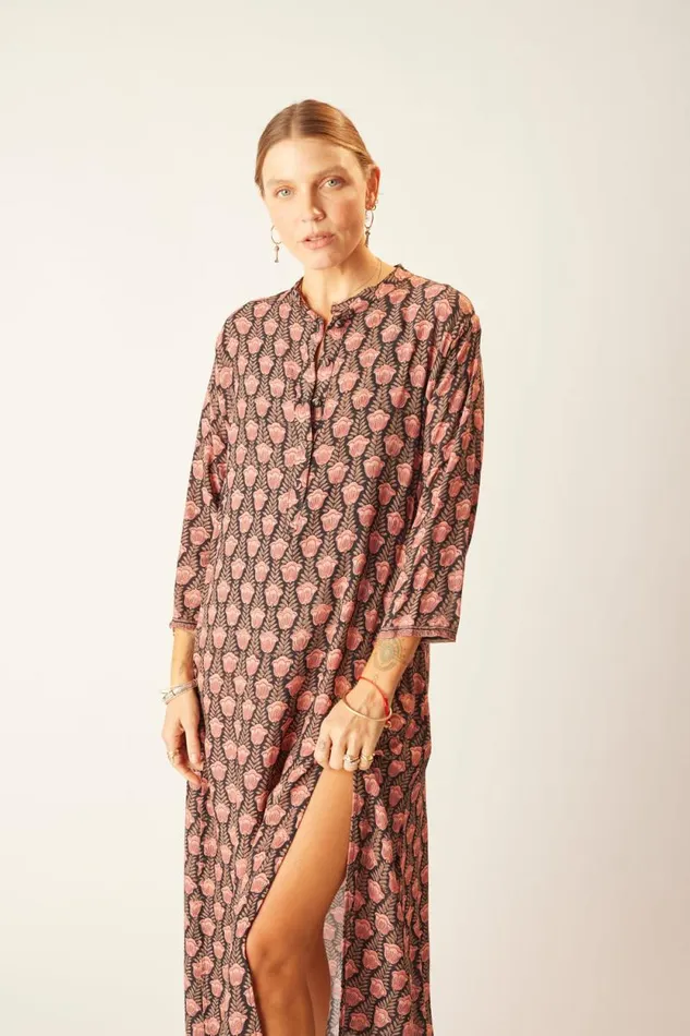 Dresses Shop Natalie Martin ISOBEL DRESS Tulip Print Kamari Black