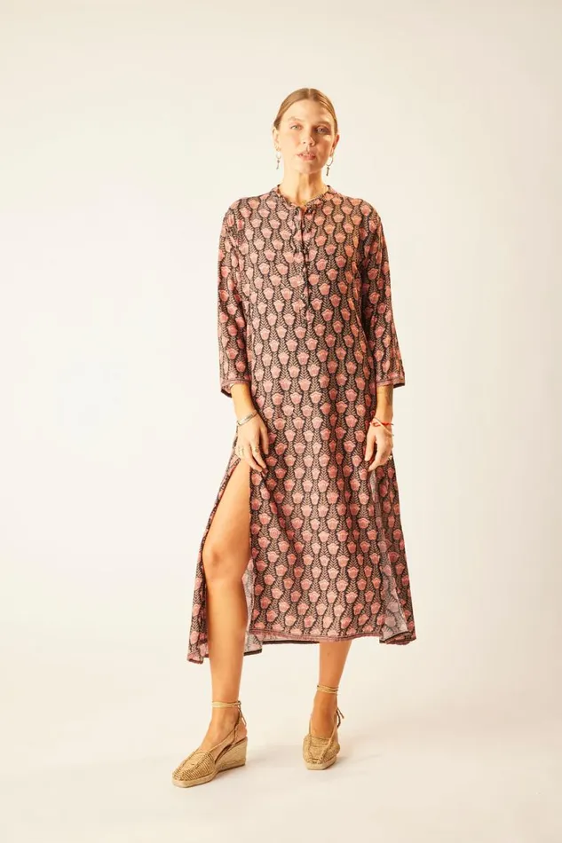 Dresses Shop Natalie Martin ISOBEL DRESS Tulip Print Kamari Black