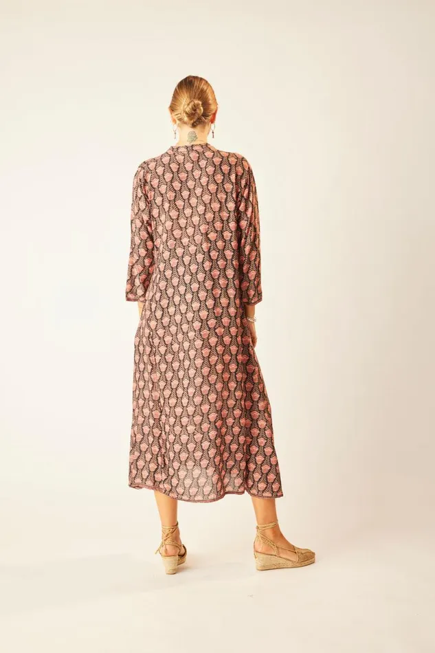 Dresses Shop Natalie Martin ISOBEL DRESS Tulip Print Kamari Black