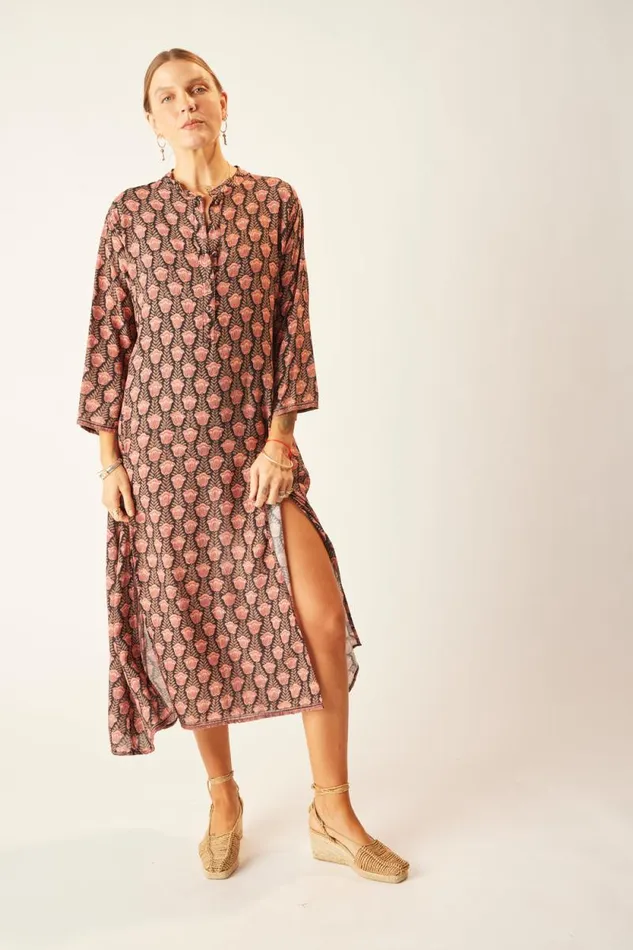 Dresses Shop Natalie Martin ISOBEL DRESS Tulip Print Kamari Black