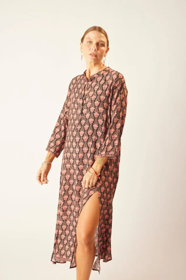 Dresses Shop Natalie Martin ISOBEL DRESS Tulip Print Kamari Black