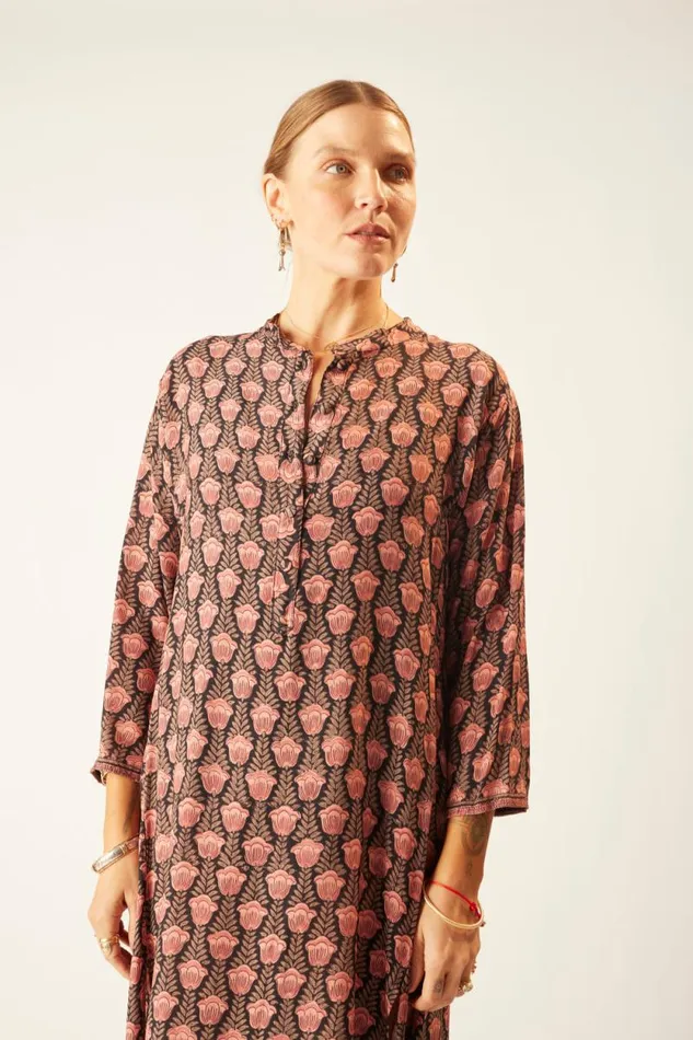 Dresses Shop Natalie Martin ISOBEL DRESS Tulip Print Kamari Black