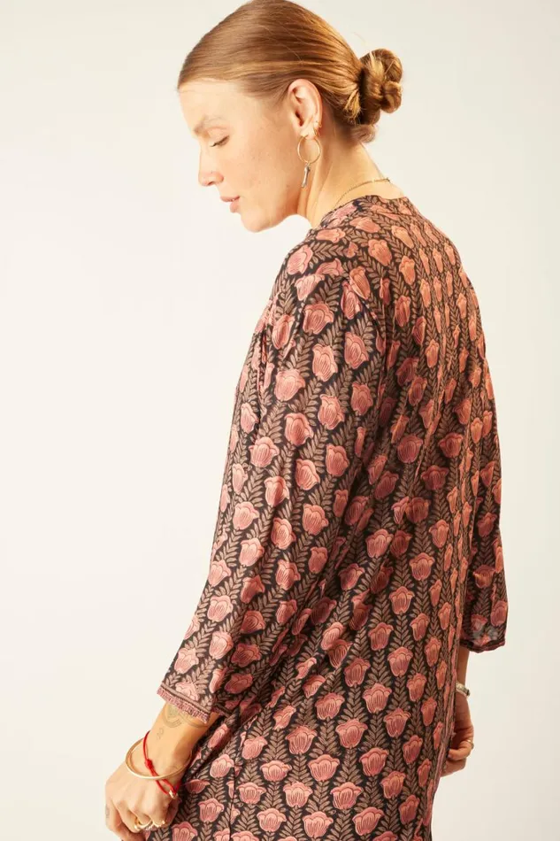 Dresses Shop Natalie Martin ISOBEL DRESS Tulip Print Kamari Black