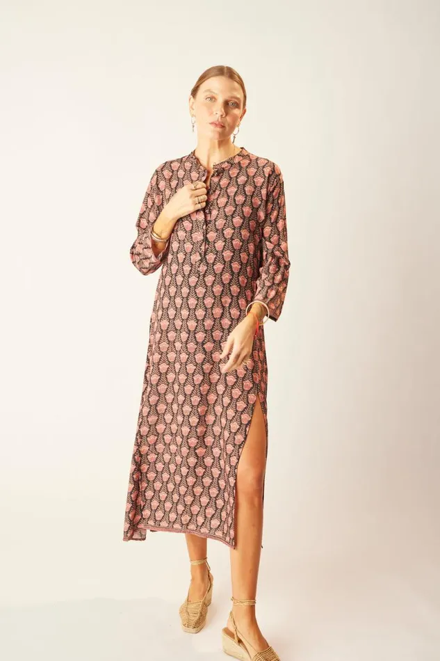 Dresses Shop Natalie Martin ISOBEL DRESS Tulip Print Kamari Black
