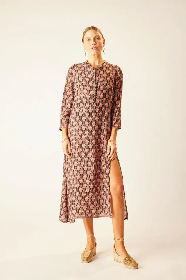 Dresses Shop Natalie Martin ISOBEL DRESS Tulip Print Kamari Black