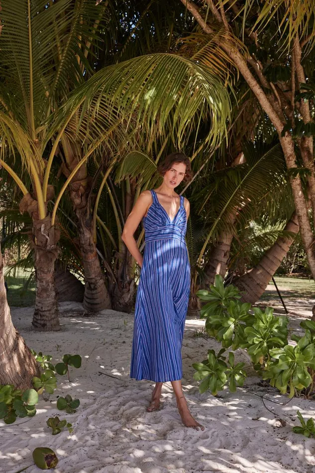 Dresses Shop Natalie Martin JACKIE DRESS Batik Stripe Navy