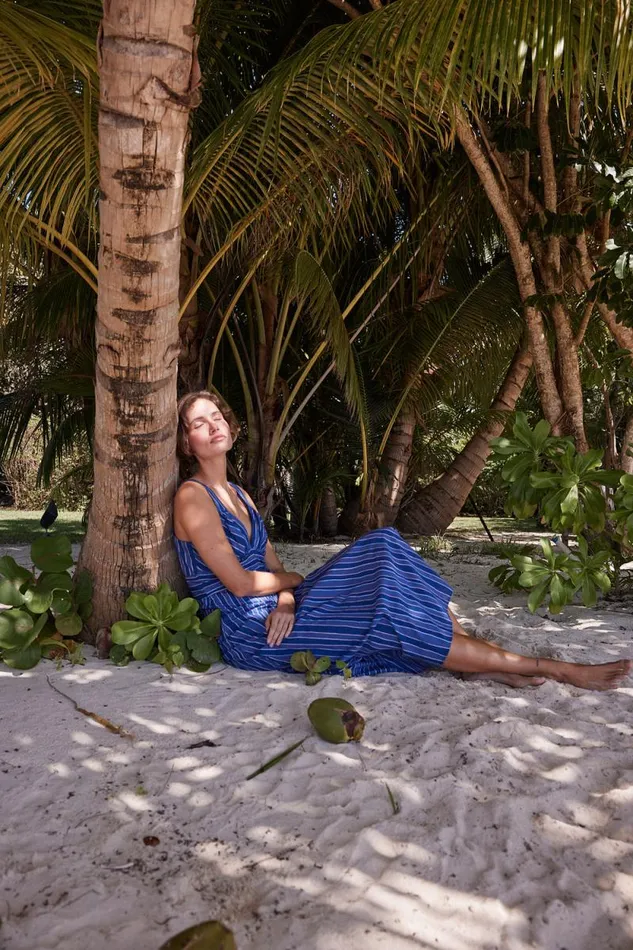 Dresses Shop Natalie Martin JACKIE DRESS Batik Stripe Navy