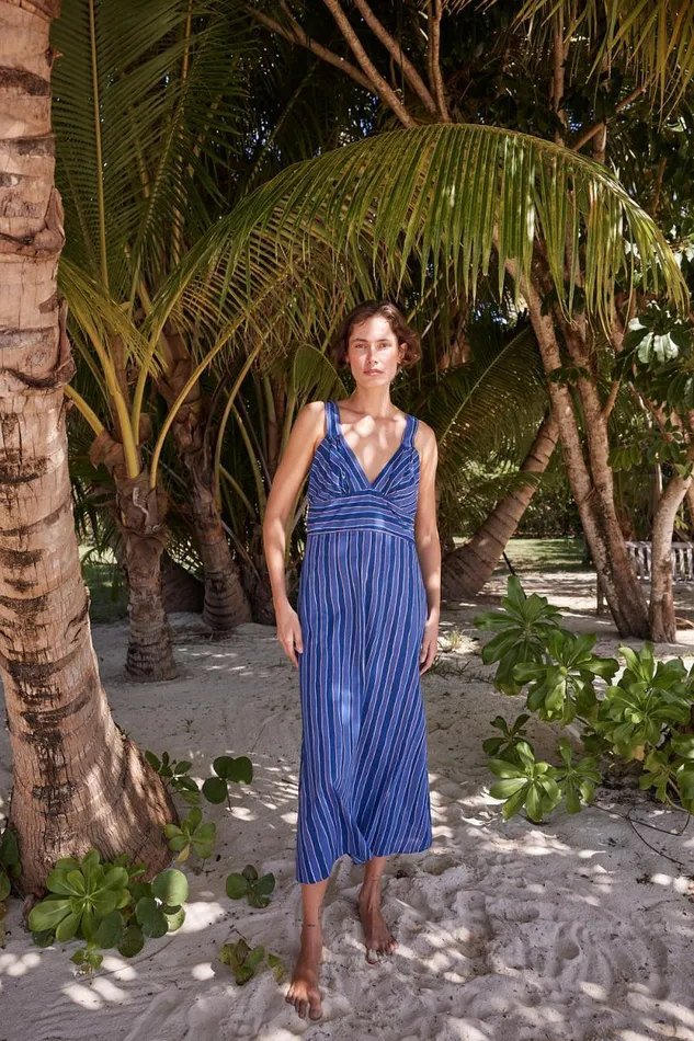 Dresses Shop Natalie Martin JACKIE DRESS Batik Stripe Navy