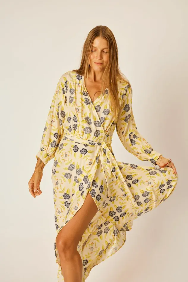 Dresses Shop Natalie Martin KATE LONG SLEEVE MAXI Prairie Indigo