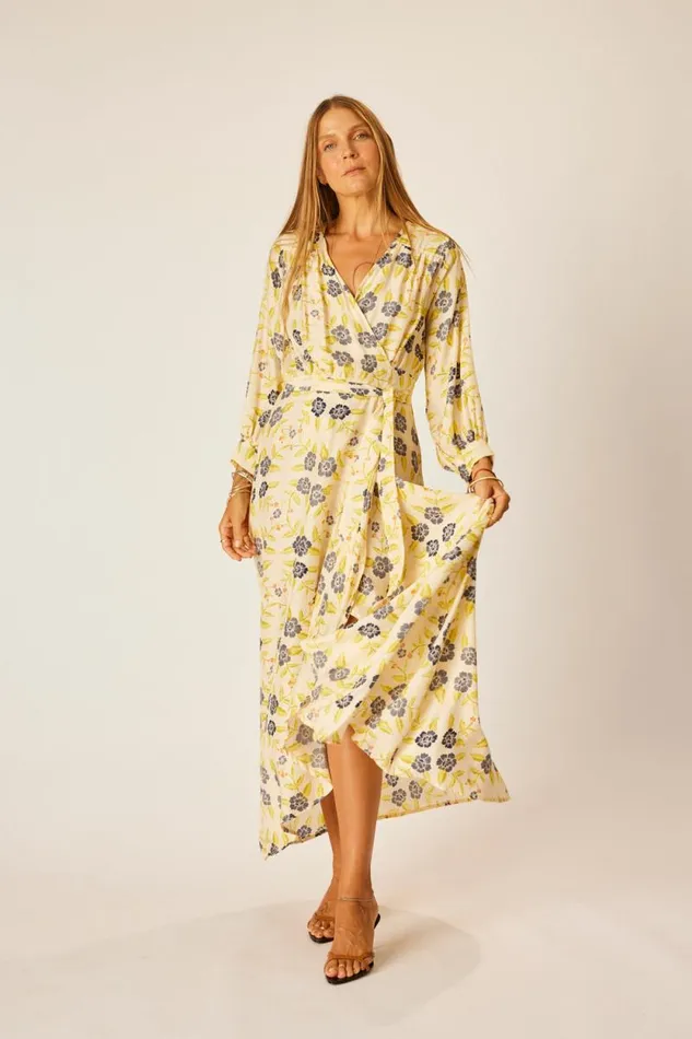 Dresses Shop Natalie Martin KATE LONG SLEEVE MAXI Prairie Indigo