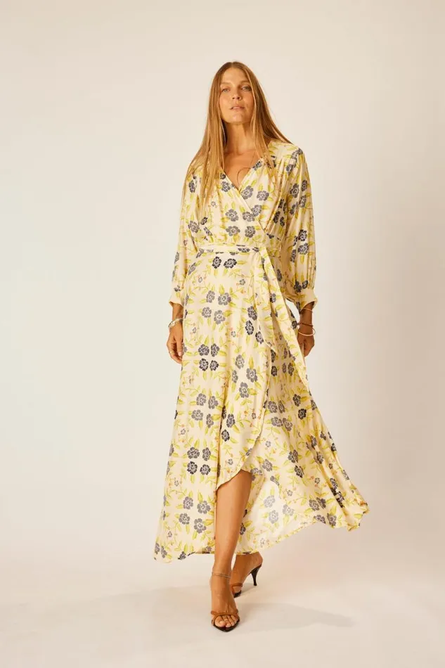 Dresses Shop Natalie Martin KATE LONG SLEEVE MAXI Prairie Indigo