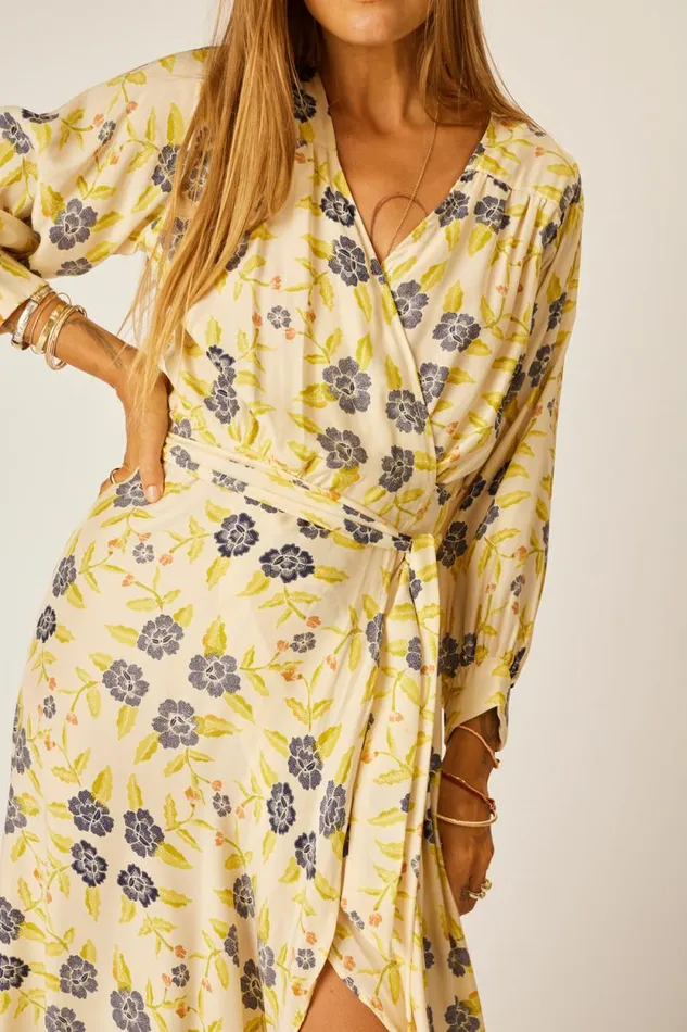 Dresses Shop Natalie Martin KATE LONG SLEEVE MAXI Prairie Indigo