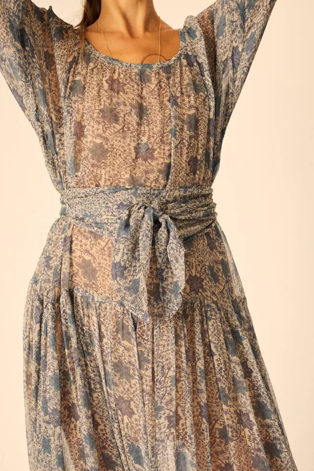 Dresses Shop Natalie Martin LAINEY DRESS WITH SASH Snowflake Sea