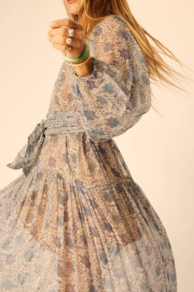 Dresses Shop Natalie Martin LAINEY DRESS WITH SASH Snowflake Sea