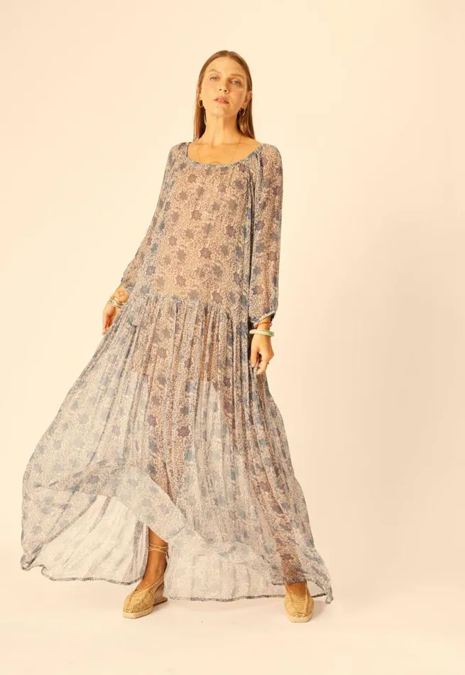 Dresses Shop Natalie Martin LAINEY DRESS WITH SASH Snowflake Sea