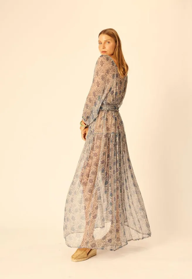 Dresses Shop Natalie Martin LAINEY DRESS WITH SASH Snowflake Sea