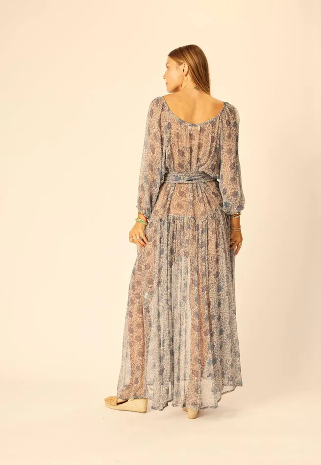Dresses Shop Natalie Martin LAINEY DRESS WITH SASH Snowflake Sea